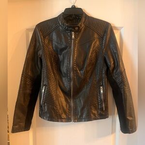 Black Rivet faux leather motorcycle jacket